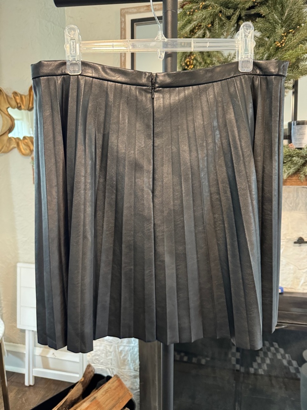 J. Crew Black Faux-Leather Pleated Skirt - Picture 2 of 10